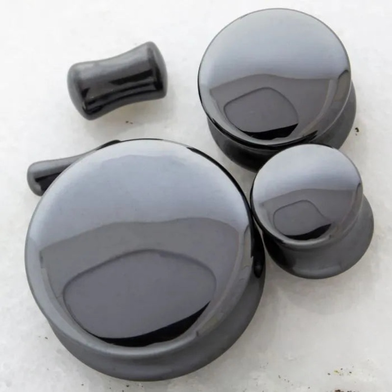 Hematite Stone Plugs 6G (4mm)