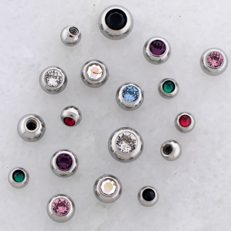 Steel Externally Threaded Gem Balls 16G (1.2mm) 2.5mm Clear