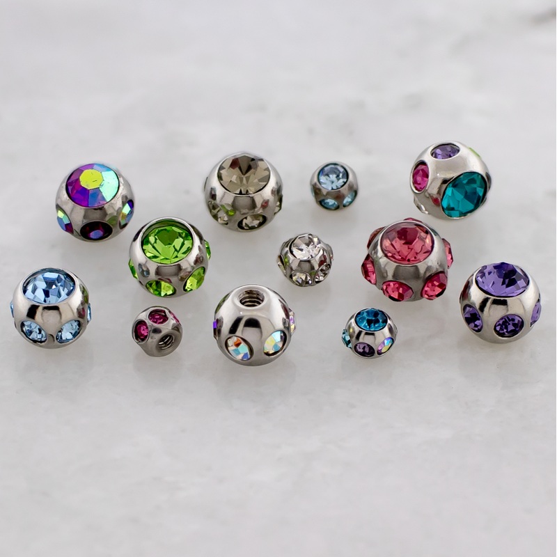 Steel Externally Threaded Satellite Gem Balls 16G (1.2mm) 3mm Clear