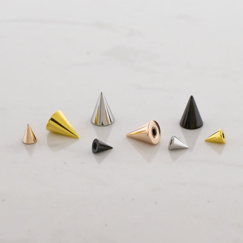 Steel Externally Threaded Spike Ends 16G (1.2mm) High Polish 3mm X 4mm