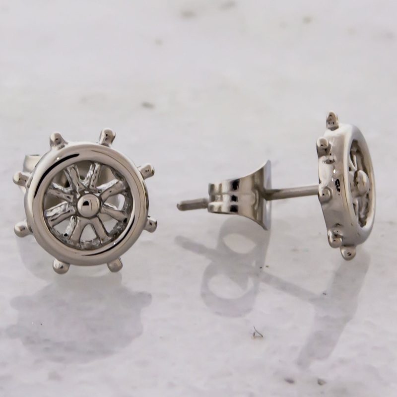 Steel Helm Earring Studs High Polish