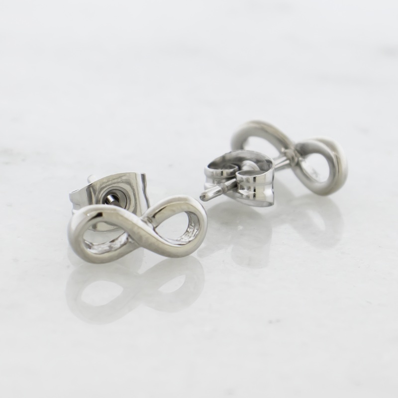 Steel Infinity Earring Studs High Polish