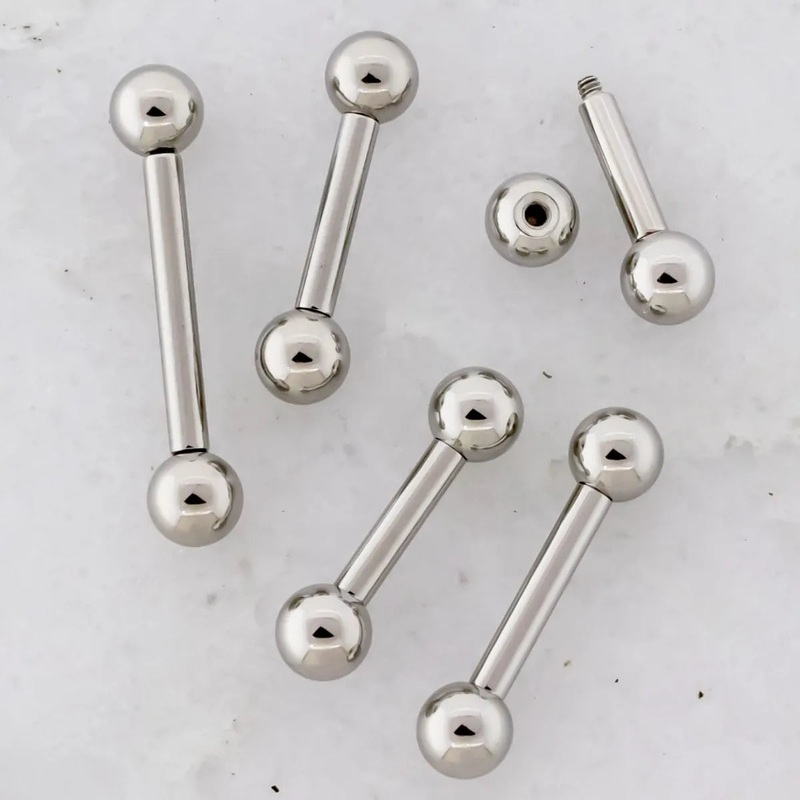 10G Externally Threaded Steel Straight Barbell with Ball 10G (2.5mm) 10mm (3/8″) 6mm