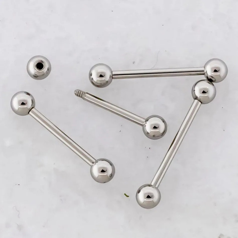 14G Externally Threaded Steel Straight Barbell with Ball 14G (1.6mm) 6mm (1/4″) 4mm