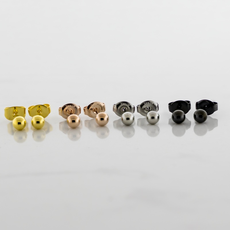 Steel Plain Ball Earring Studs High Polish 2.5mm