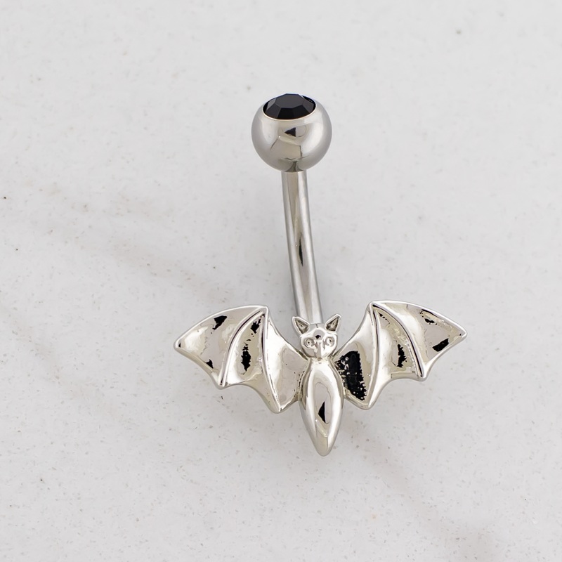 14G Bat Navel Ring 14G (1.6mm) 3/8″ (10mm) High Polish
