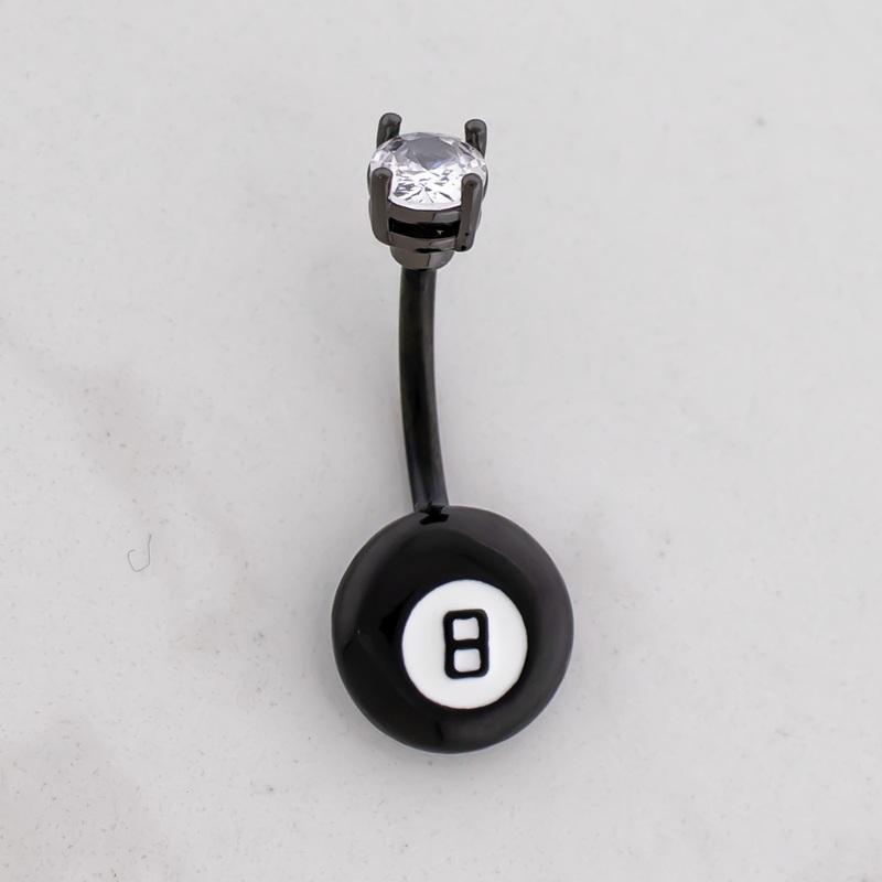 14G Eight Ball Navel Ring 14G (1.6mm) 3/8″ (10mm) Clear