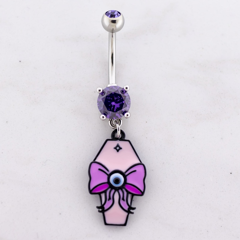 14G Eyeball Coffin Navel Ring Tanzanite