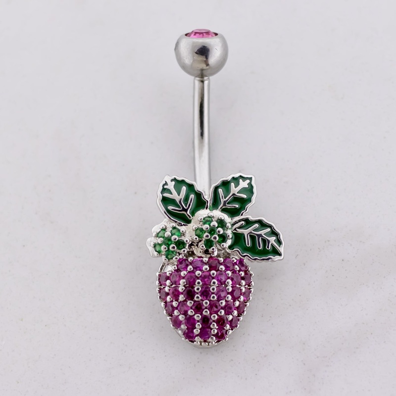 14G Gem Strawberry Navel Ring Pink