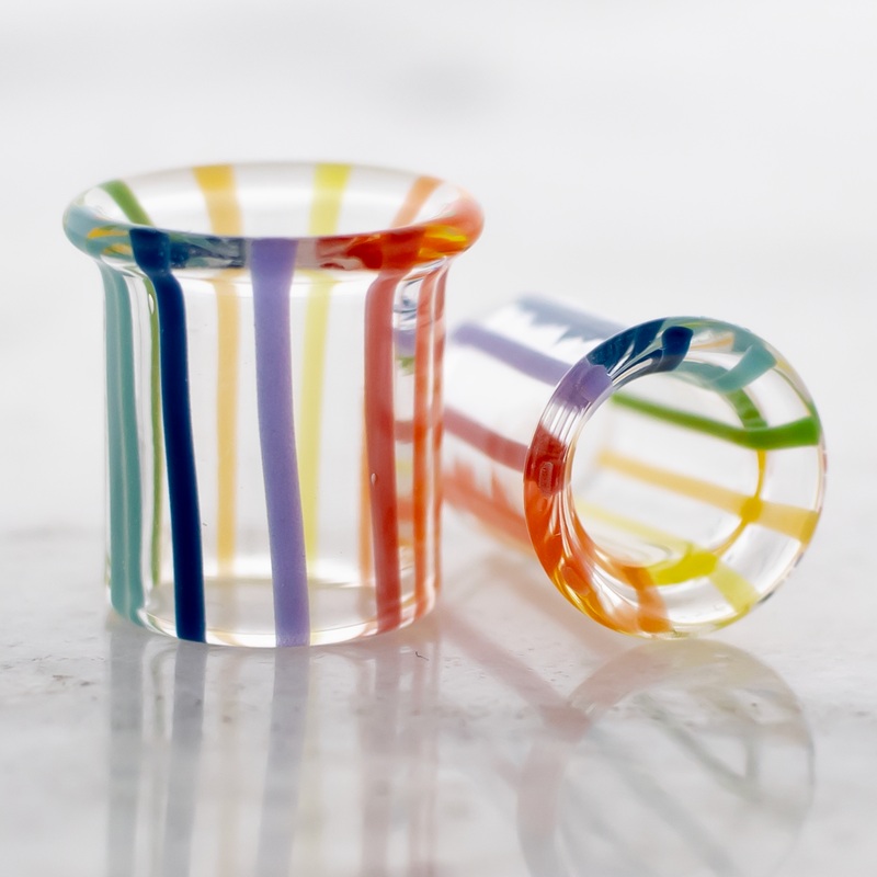 Pair Over The Rainbow Borosilicate Glass Single Flare Tunnel 8G (3mm) 8mm (5/16″)
