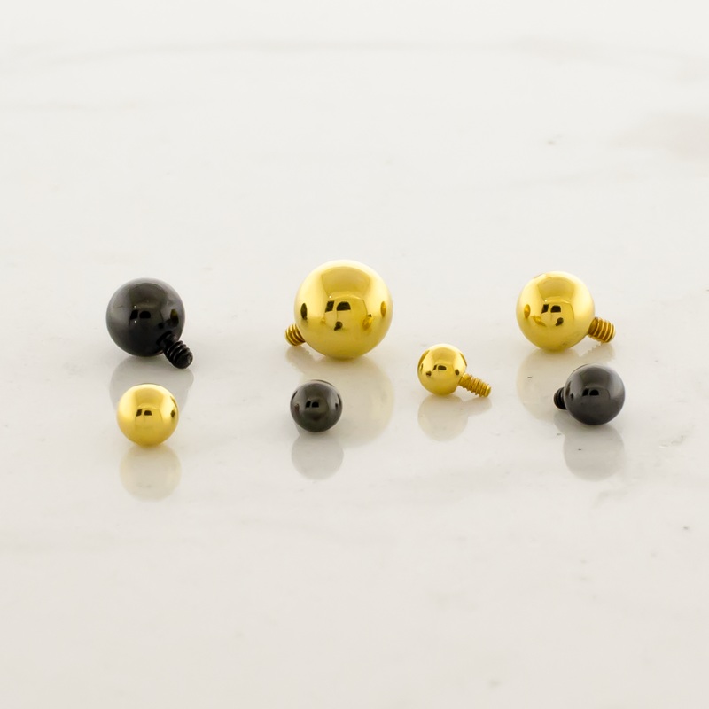 Steel Internally Threaded Ball W/ PVD Coating 14G (1.6mm) 3mm Gold PVD