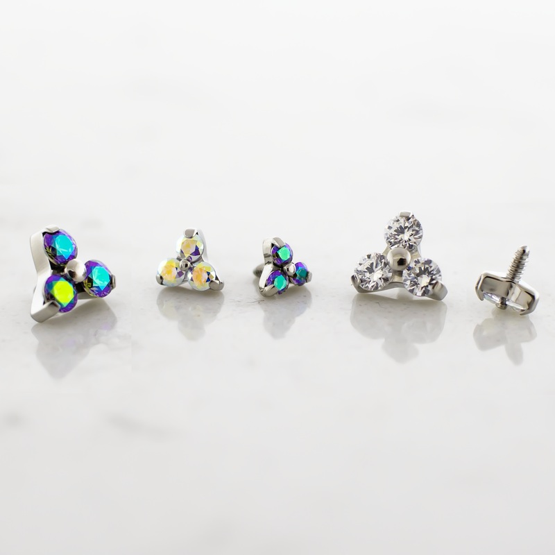Steel Internally Threaded End – Premium Zirconia Trinity 16G (1.2mm) 1.25mm Paradise Shine
