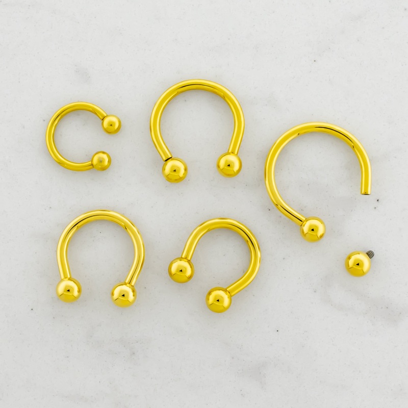 Steel Internally Threaded Horseshoe W/ Gold PVD 14G (1.6mm) 5/16″ (8mm) 4mm