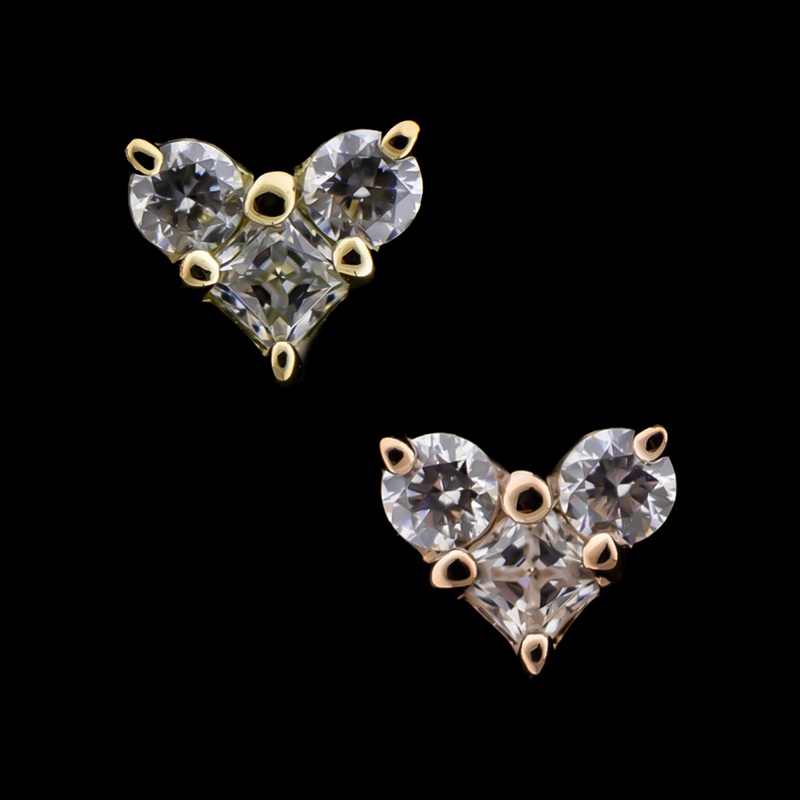 TriLustre – 14KT Gold Threadless End Yellow Gold White
