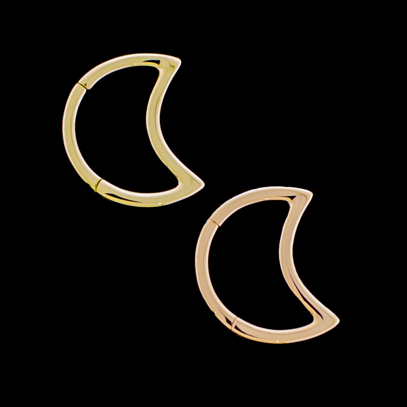 Valia – 14Kt Gold Hinged Ring – Crescent Moon 18G (1mm) 5/16″ (8mm) Rose Gold