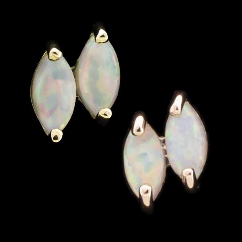 Zafira – 14KT Gold Threadless End White Opal Yellow Gold