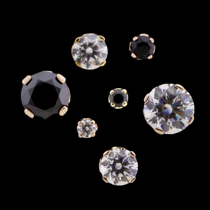 Zarela  14kt Gold Flat Back Prong-Set Zirconia Yellow Gold White 1.5mm