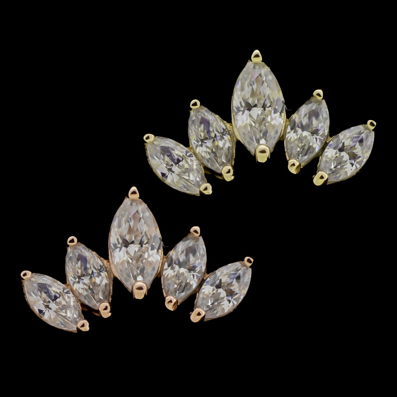 Zephara – 14Kt Gold Threadless End Yellow Gold White
