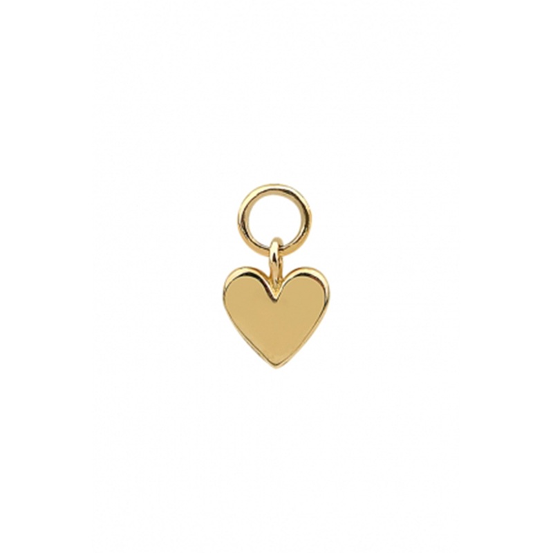 14 Real Solid Gold Everyday Minimalist Small Modern Trendy Dangle Boho Heart Hoop Earring Charm 14K Yellow Gold