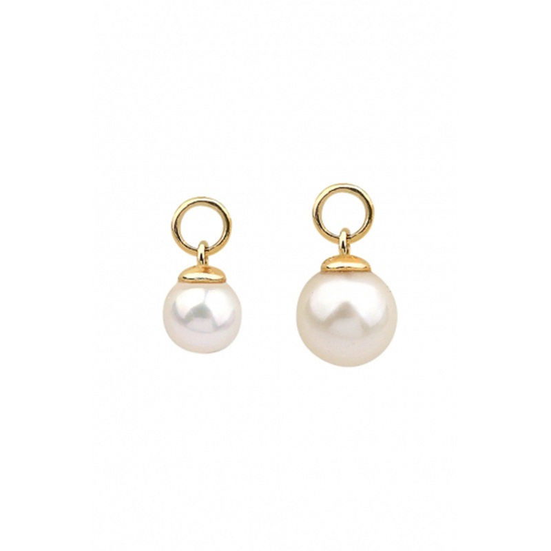 14 Real Solid Gold Minimalist Classic Vintage Dangle Boho Freshwater Pearl Hoop Earring Charm 14K Yellow Gold 3mm