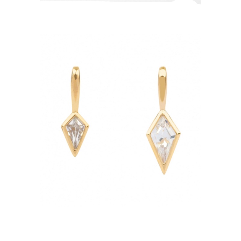 18k 14K Solid Gold Minimalist Classic Dangle Boho Diamond Shape Cz Pendant Necklace Charm 14K Yellow Gold Small