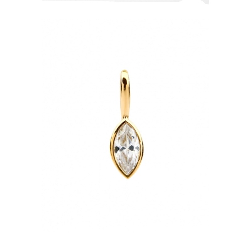 18k 14K Solid Gold Minimalist Classic Dangle Boho Marquise Cz Pendant Necklace Charm 14K Yellow Gold