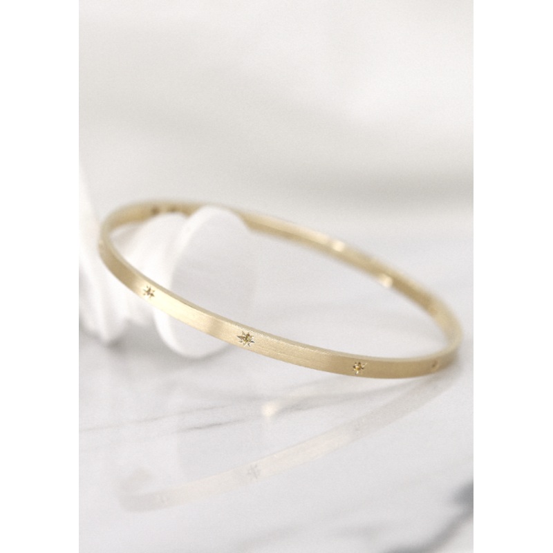 18K 14K Solid Gold Mother’s Gift Natural Diamond Star Sunlight Cuff Armband Bangle Bracelet 14K Yellow Gold 15cm Yellow Diamond