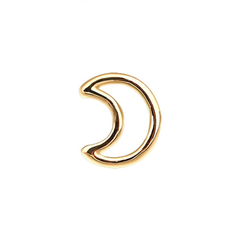 14 Solid Gold Minimalist Modern Trendy Dangle Boho Open Crescent Moon Hoop Earring Charm 14K Yellow Gold