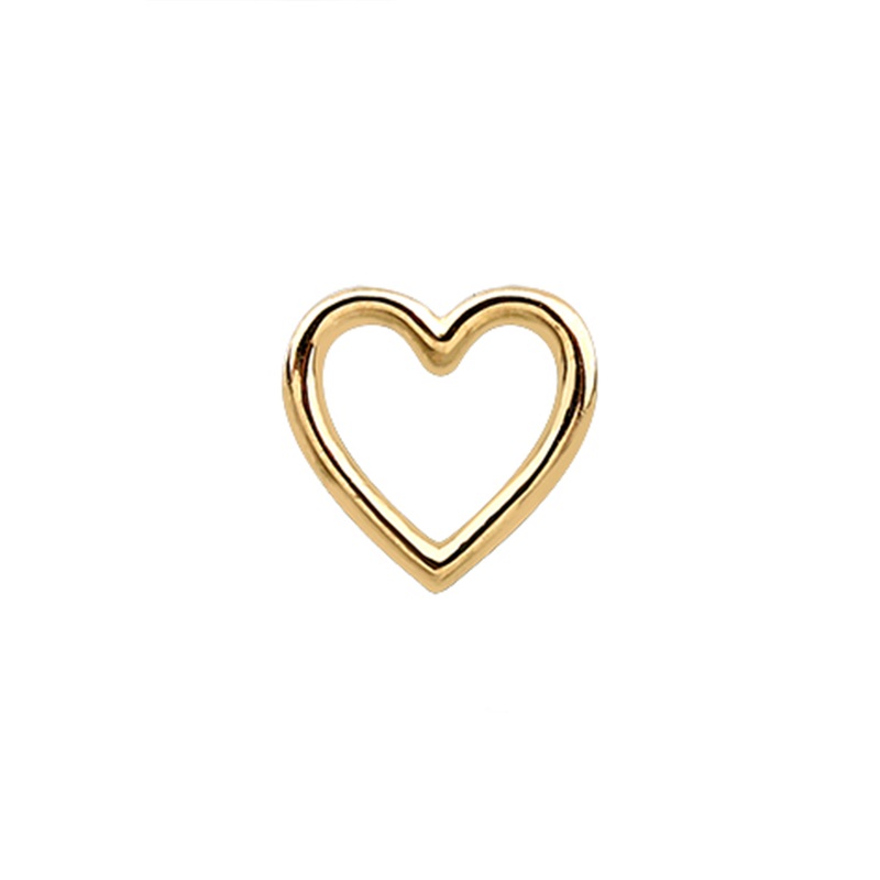 14 Solid Gold Minimalist Modern Trendy Dangle Boho Open Heart Hoop Earring Charm 14K Yellow Gold