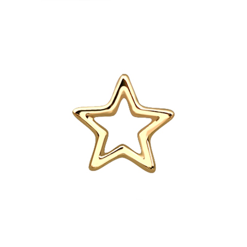 14 Solid Gold Minimalist Modern Trendy Dangle Boho Open Star Hoop Earring Dangle Charm 14K Yellow Gold