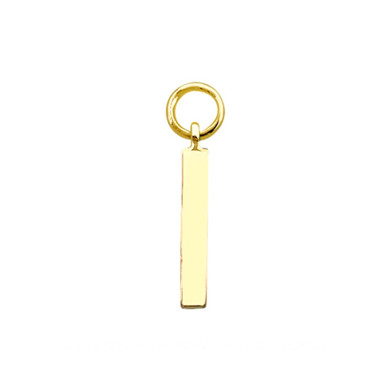 14 Solid Gold Minimalist Modern Trendy Dangle Boho Stick Bar Hoop Earring Dangle Charm 14K Yellow Gold