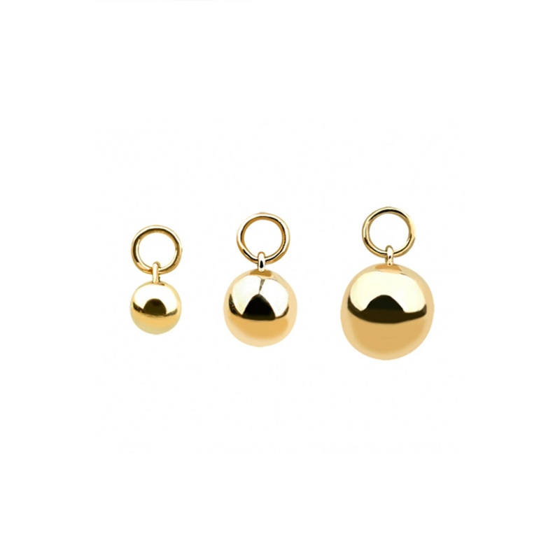 14 Solid Gold Minimalist Small Mini Classic Vintage Dangle Boho Round Ball Hoop Earring Charm 14K Yellow Gold 3mm