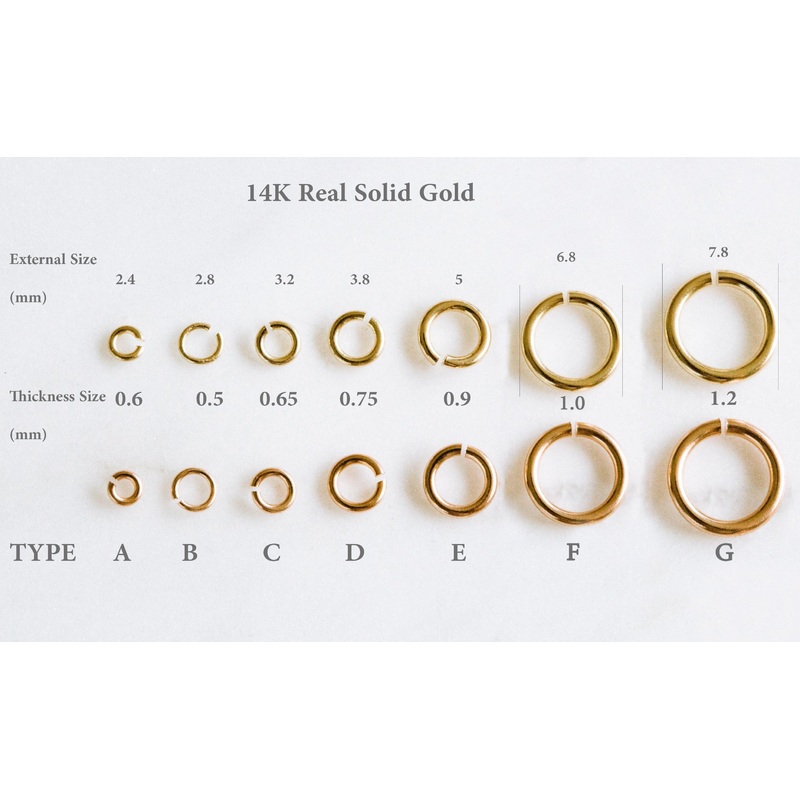 14 Real Solid Gold Jewelry Making Thin Or Thick Connector Link Attach Charm Clasp Finding Open Round Jump Ring A Type Gold