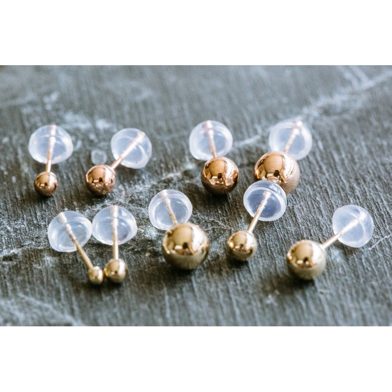 14K Real Gold Inner Conch Forward Helix Cartilage Tragus Small Big Round Ball Jewelry Stud Post Pierced Earring Piercing 14K Gold 2mm