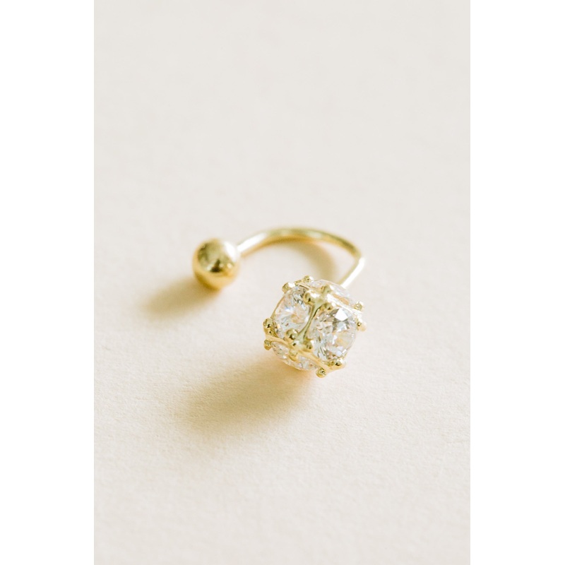 14k Yellow Gold Cz Round Ball Circular Ear Earring Piercing 14K Yellow Gold 3mm
