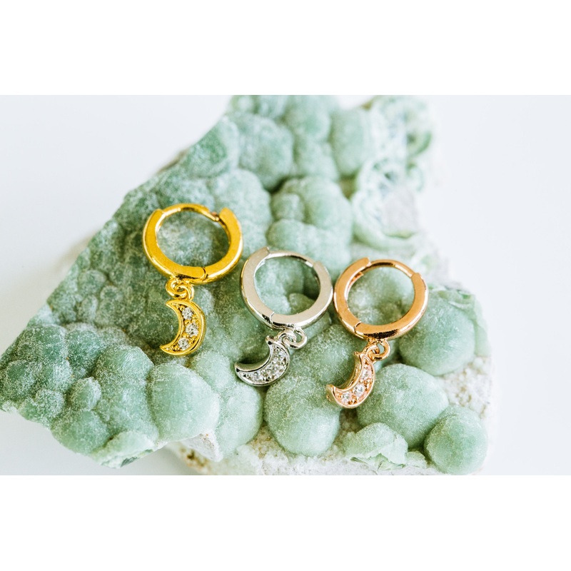 14k Gold Plated Simulated Round Circle Ball Tragus Cartilage Cubic Moon Clicker Hoop Ring Earring Piercing For Women Gold