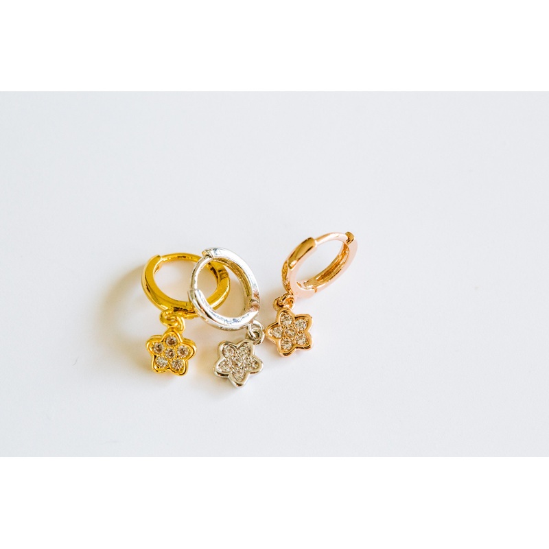 14k Gold Plated Simulated Round Circle Ball Tragus Cartilage Cubic Star Clicker Hoop Ring Earring Piercing For Women Gold