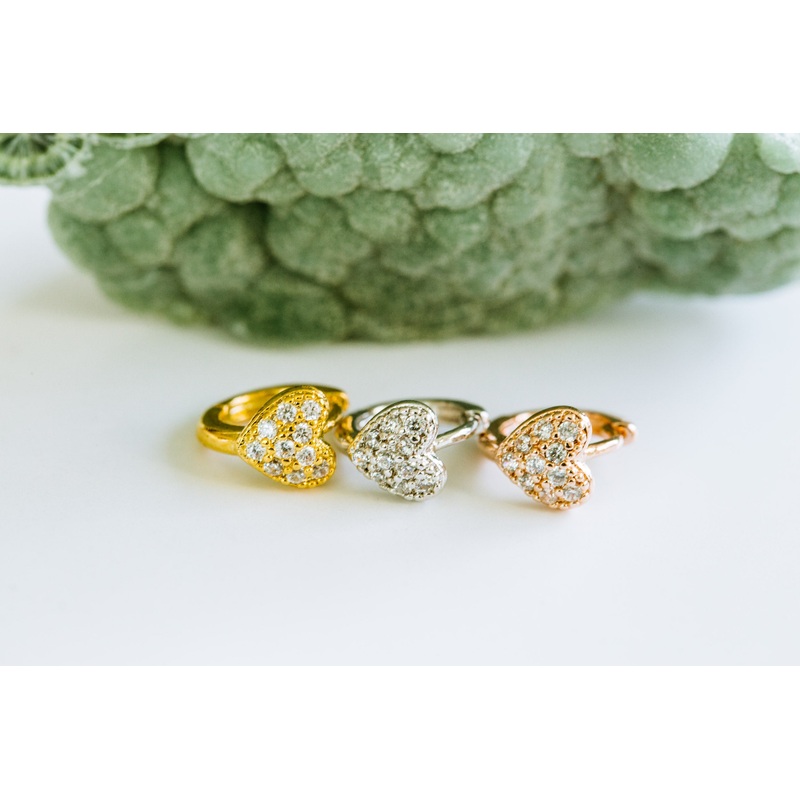 14k Gold Plated Simulated Round Circle Ball Tragus Cartilage Heart Clicker Hoop Ring Earring Piercing For Women Gold