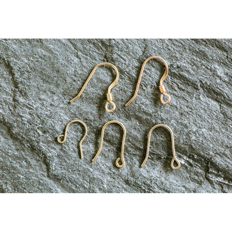 14k Real Solid Gold Round Drop Dangle Fish Hooks Hoop Ear Studs Earring 14k White Gold Wire For Women Men Girls Jewelry Making Findings B 14K Gold