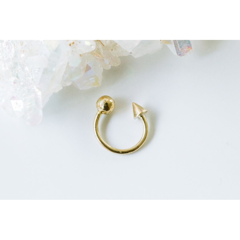 14k Yellow Gold Round Spike Circular Ear Earring Piercing 14K Gold