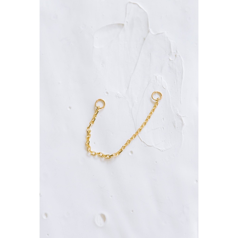 14k Real Solid Gold Helix Cartilage Inner Conch Convertible Ear Stud Post Double Connected Hoop Ring Earring Piercing Jacket Chain Jewelry 14K Yellow Gold