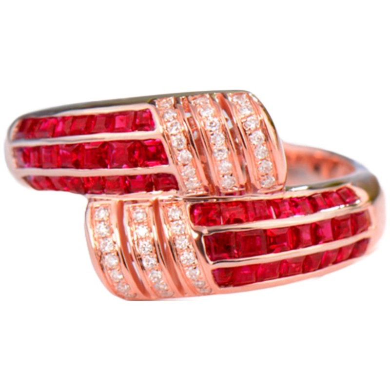 1.1CTW Diamond and Ruby Wrap Ring 14k Yellow Gold