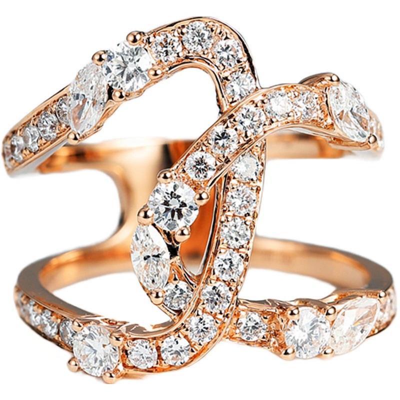 1.1CTW Diamond Asymmetry X Cross Statement Ring 14k Yellow Gold