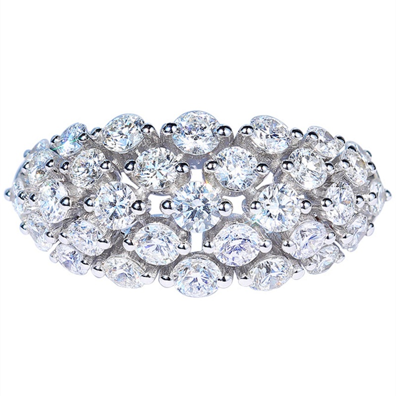 1.5CTW Wide Diamond Multi Stone Cluster Ring 14k Gold