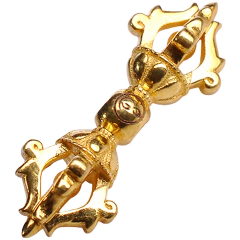 Solid 18k Gold Tibetan Vajra Pestle Charm 18k Yellow Gold