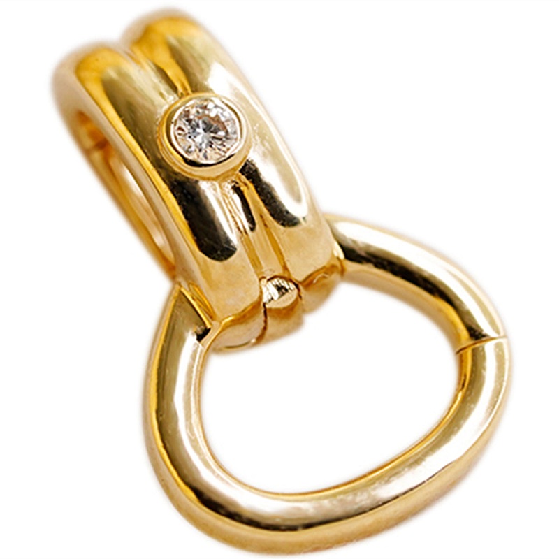 Solid 18k Gold Bezel Setting Diamond Clasp Lock 18k Yellow Gold