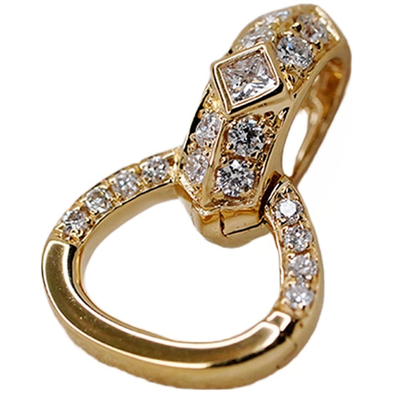 Solid 18k Gold Diamond Clasp Lock 18k Yellow Gold