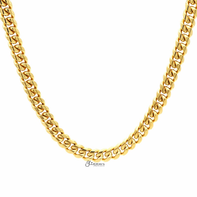 18K Gold Plated Stainless Steel Miami Cuban Curb Chain Necklace – 8mm Width