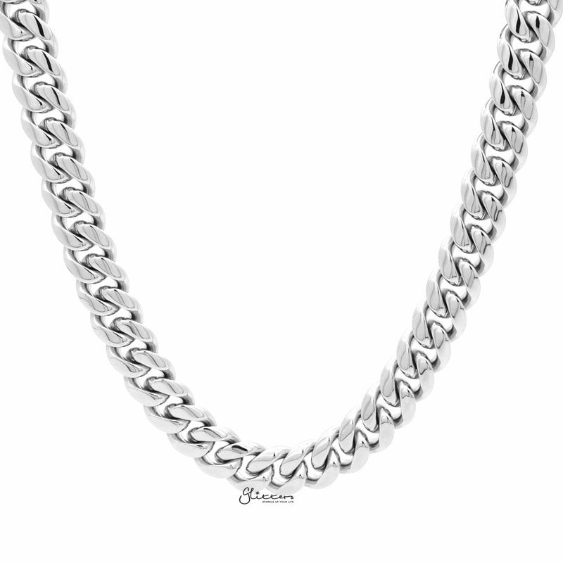 Stainless Steel Miami Cuban Curb Chain Necklace – 12mm Width