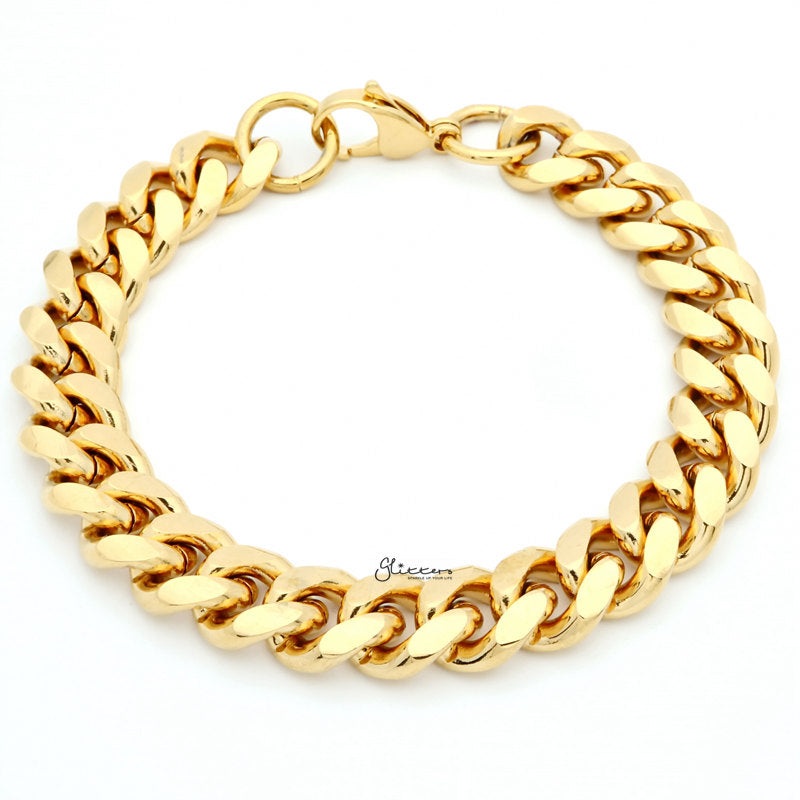 Gold Plated 12mm Stainless Steel Miami Cuban Curb Chain Bracelet